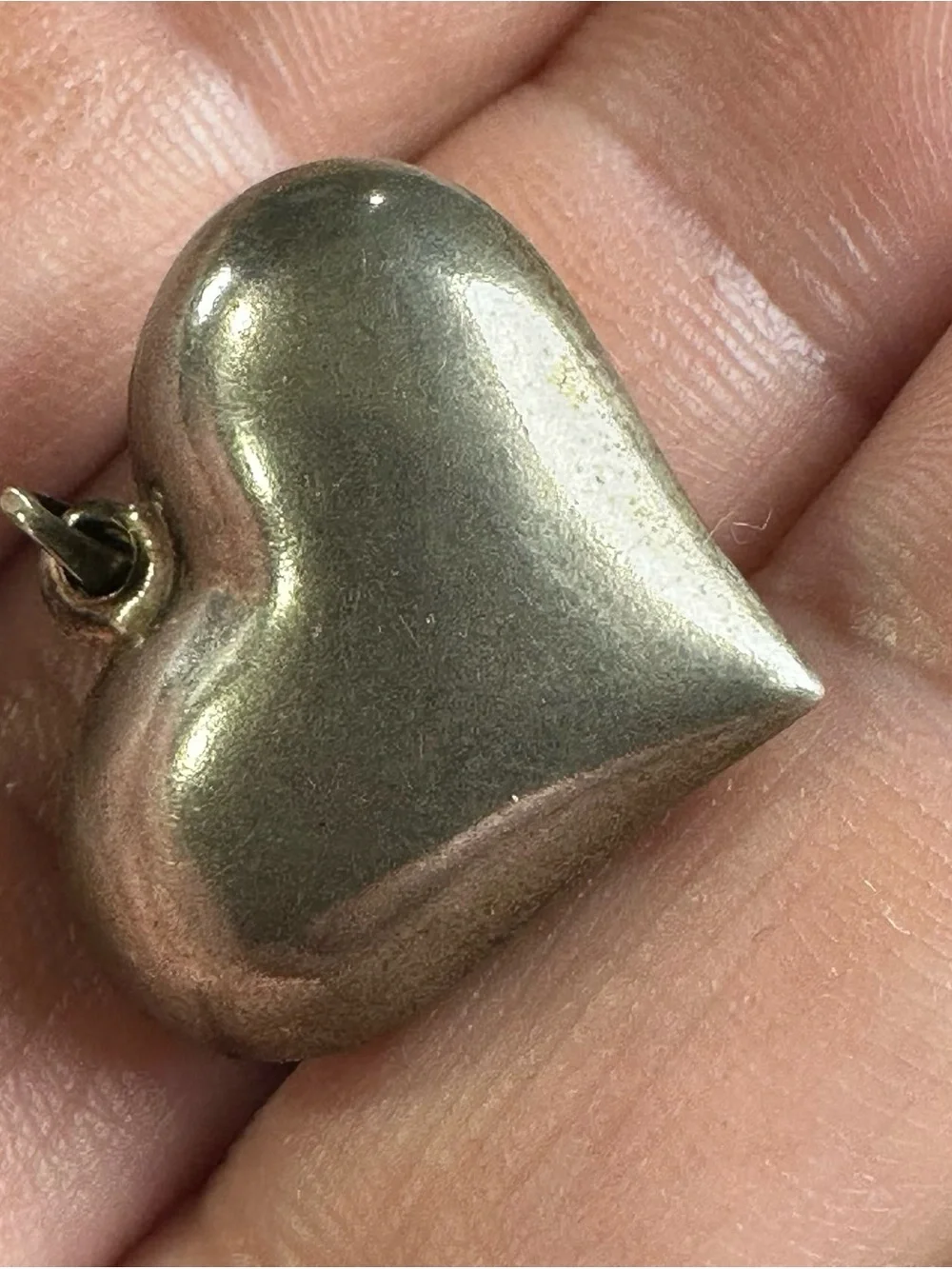Vtg 925 Italy Sterling Silver Puffy Heart Pendant Large Hollow Charm 4 Necklace